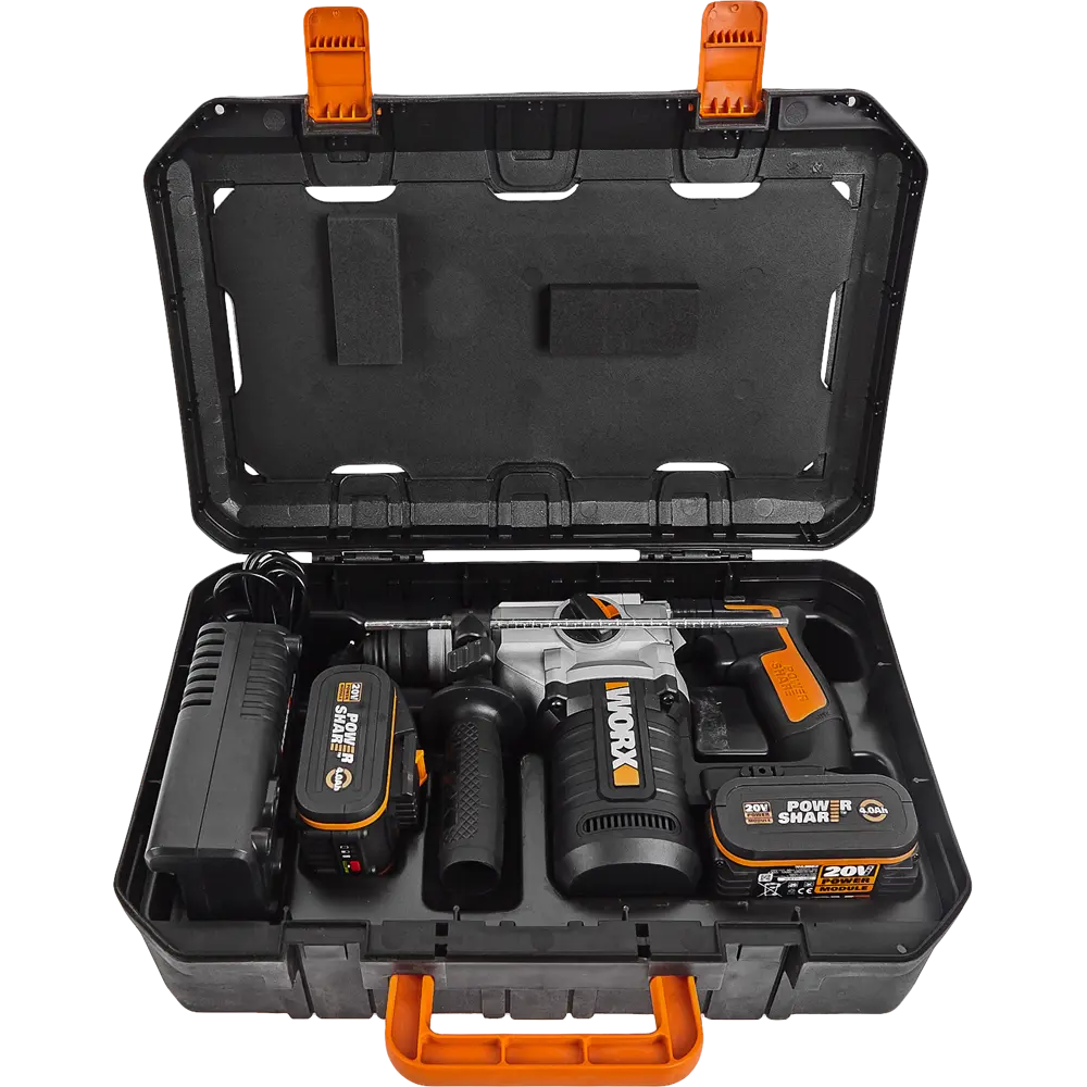 Перфоратор аккумуляторный SDS-plus Worx WX392, 20 В Li-ion 2x4 Ач, 2.2 Дж 82342466 STLM-2159529  - Вид №5