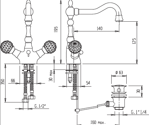 Смеситель для раковины CEZARES ATLANTIS-LS2-02-Sw/M - Вид №1