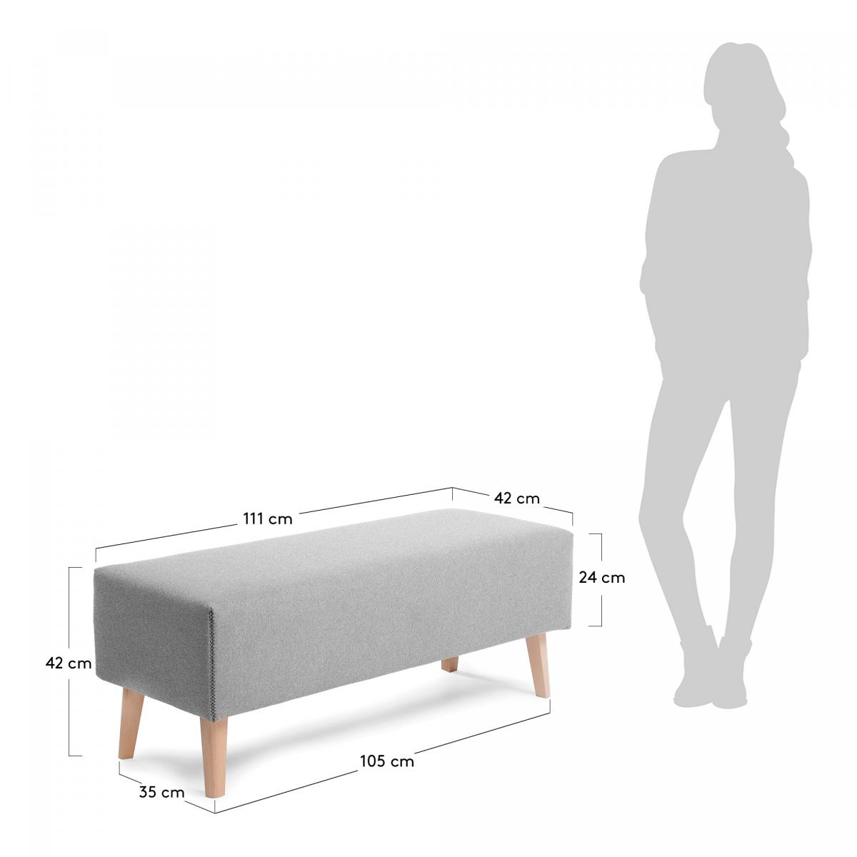 053352 Банкетка серая La Forma Lydia  - Вид №2