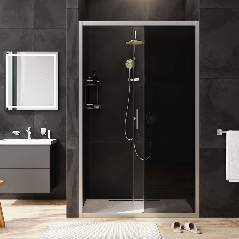 W90G-120-1-195MG Solo Дверь душевая 120х195 стекло тонированное профиль матовый хром AM.PM Gem - Вид №2