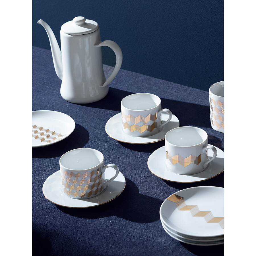 P075-16-146 Набор блюдец signature, chevron, D16cm, золото, 4 шт. LSA International  - Вид №2