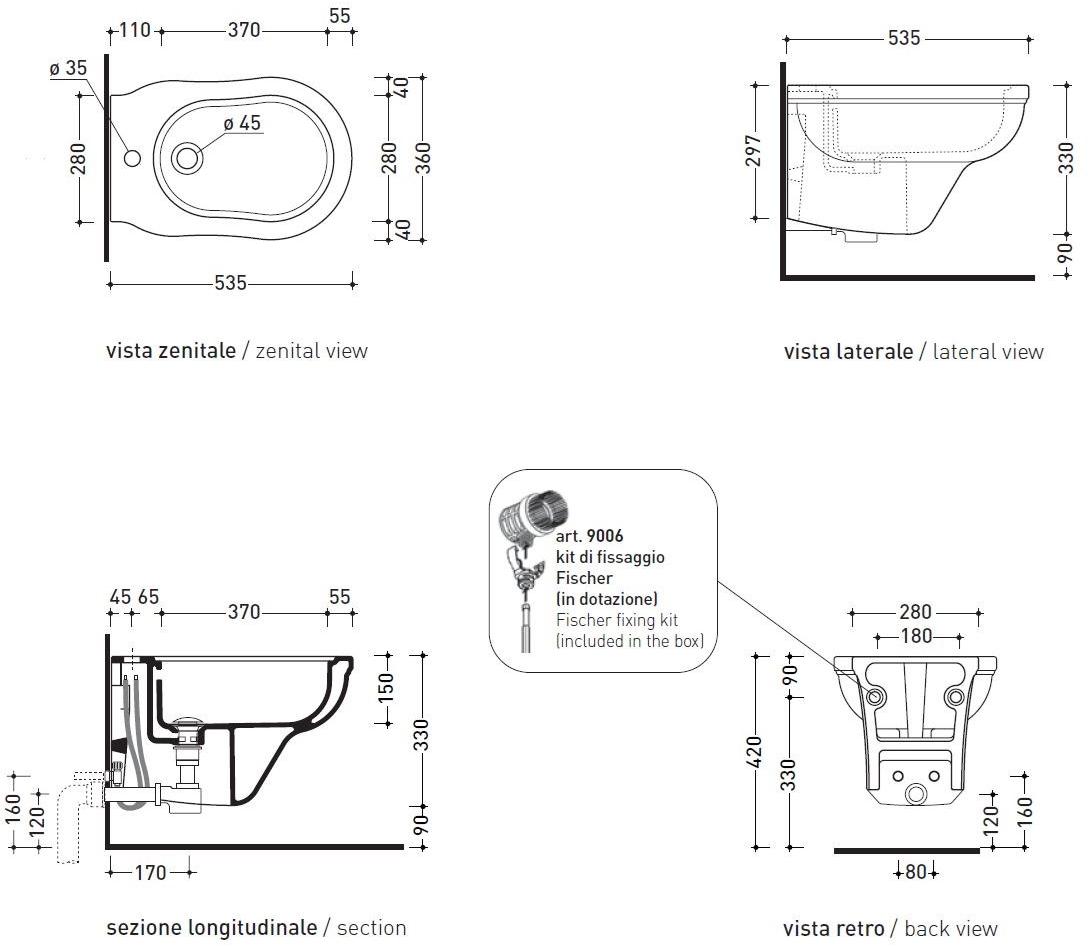 Ef218 Биде подвесное Efi Ceramica Flaminia - Вид №1