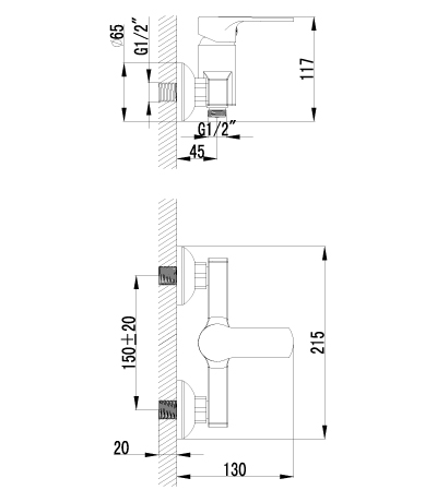 LM1503C Смеситель Plus Grace для душа LEMARK GRACE - Вид №1