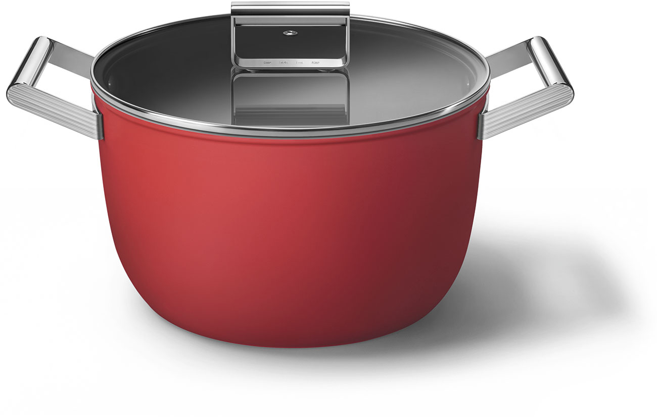 CKFC2611RDM Посуда / кастрюля с двумя ручками и крышкой 26 см, красная SMEG  - Вид №3