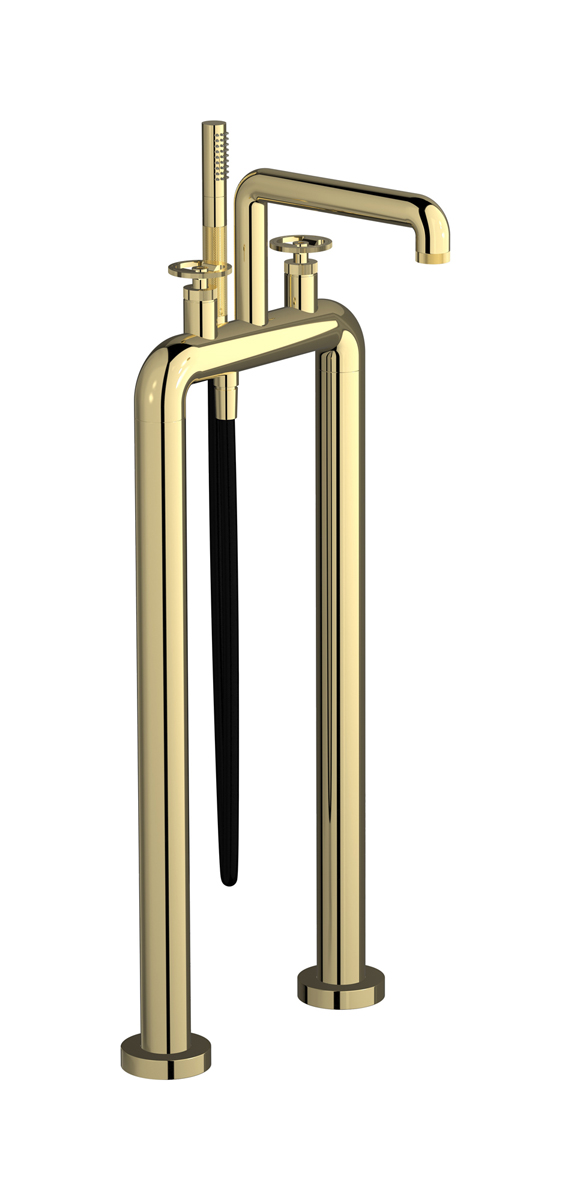 Напольный смеситель для ванны с 2 колоннами и душевым гарнитуром. WE ARE IB b1700ii Pale Gold Bold