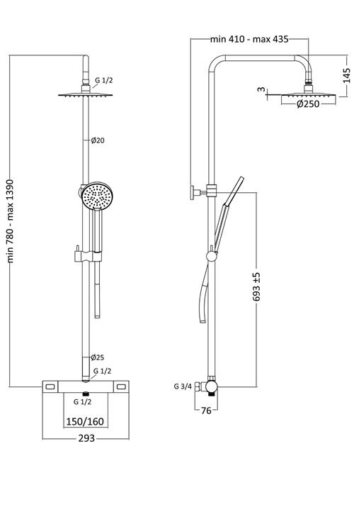 1381821 Крыша Душ Mix Slim Round 160Cc Хром С Ø250 M ... Hafa  Хромированный  - Вид №1