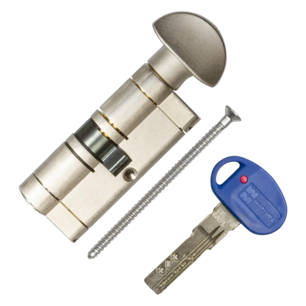 Цилиндр Mottura Champions Pro CP4F464601R, 41x10x41 мм, ключ/вертушка, цвет матовый никель STLM-2125042