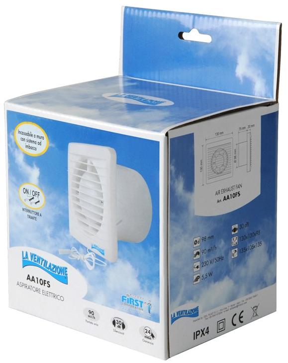 First Corporation Настенный осевой вентилятор с тягловым выключателем La ventilazione Aa10fs - Вид №1