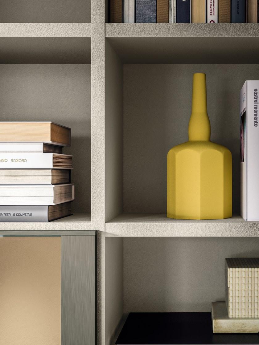 Composit Деревянный настенный книжный шкаф в современном стиле с подсветкой и подставкой под телевизор. Day system sun-id-1505609 - Вид №2