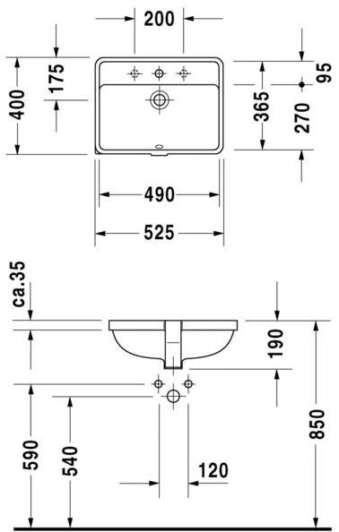 030249 Накладная раковина под столешницу  овальная Duravit Starck 3 - Вид №1