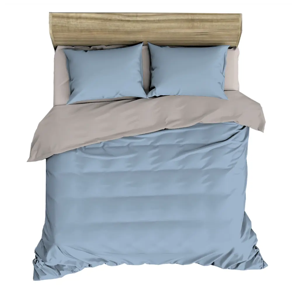Комплект постельного белья НТК евро в нежных бежево-голубых тонах 89404954 STLM-1574119 - Вид №1