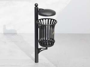 Наружная металлическая корзина для мусора с крышкой