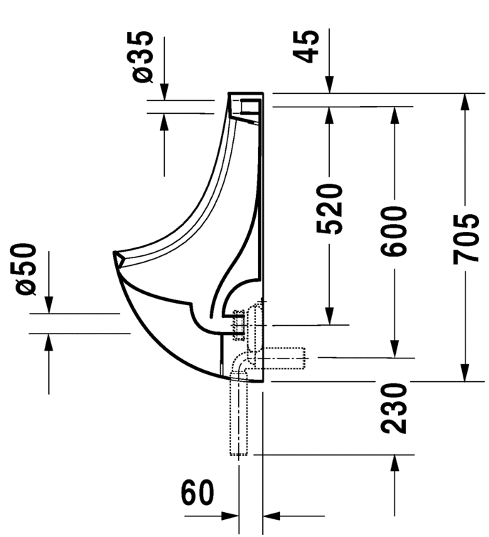 0847370007 Настенный писсуар, уринал с мушкой Duravit  - Вид №2