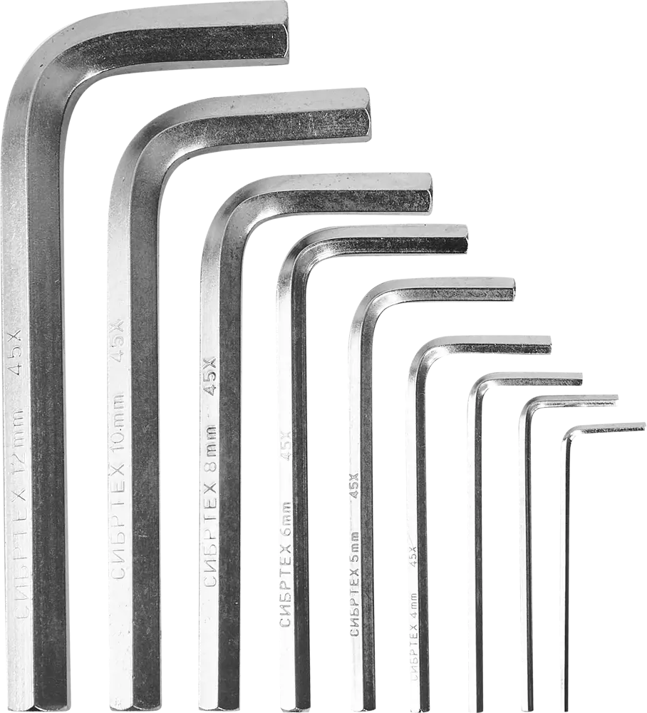 Набор шестигранных ключей Сибртех 12316, 9 предметов 2-12 мм с футляром 87788413