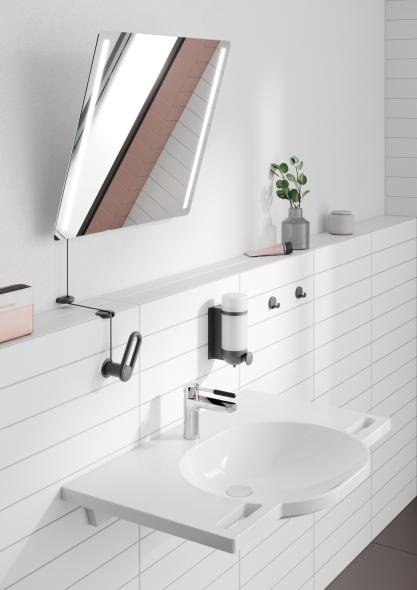 801.01B400 Зеркало со светодиодной подсветкой базовое HEWI Edition matt | Polyamid  - Вид №2