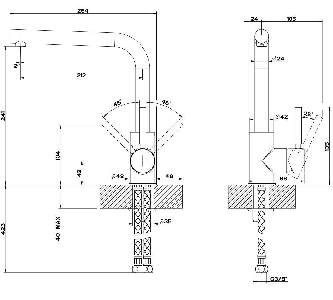 Смеситель для кухни с одной ручкой из латуни Gessi Neutron ARCH-00078913 - Вид №3