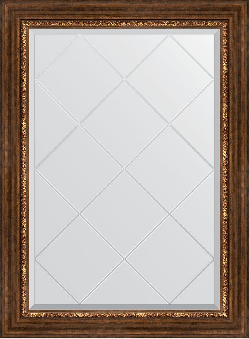 BY 4191 Зеркало с гравировкой в багетной раме - римская бронза 88 mm EVOFORM Exclusive-G