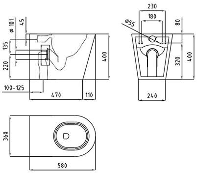 Приставной унитаз напольный Белый Saniline  Россия sun-id-1359854 - Вид №1