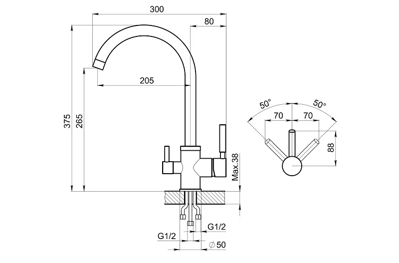 2168, ПИРИТ, СМЕСИТЕЛЬ КУХОННЫЙ GRANULA 2168-ST114 - Вид №2