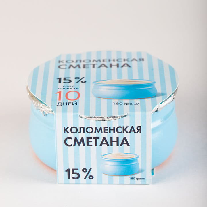 Сметана Коломенская термостатная 15% Коломенское молоко 180 г БЗМЖ Santreyd 6107 - Вид №1