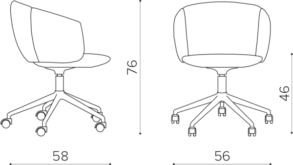 NT409C Chair with swivel 5-spoke aluminum base True Design Not - Вид №1