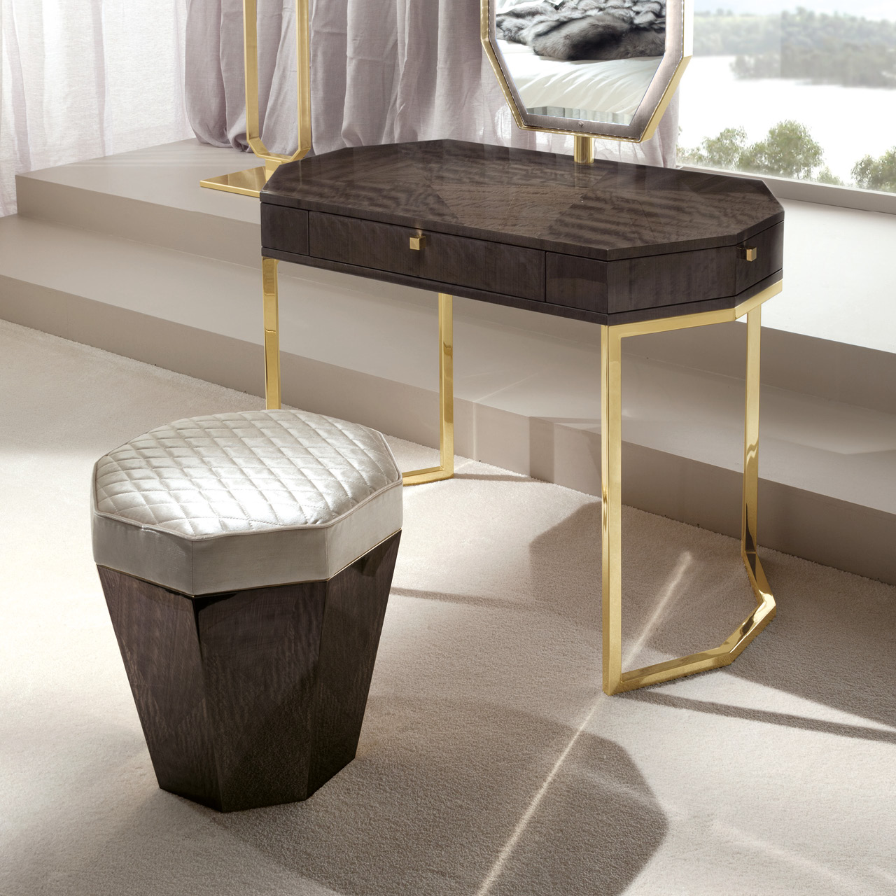 5999 Infinity пуф для туалетного столика c деревянным основанием - giorgio collection - Вид №1