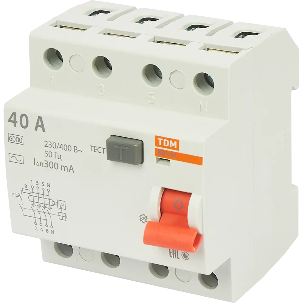 УЗО TDM Electric ВД1-63 4-полюсное 40А с защитой от токов утечки 84399452 STLM-0049236