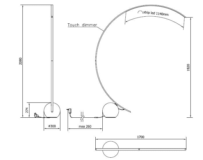 Стальной светодиодный торшер с диммером Bontempi Casa Circle ARCH-00014468 - Вид №6