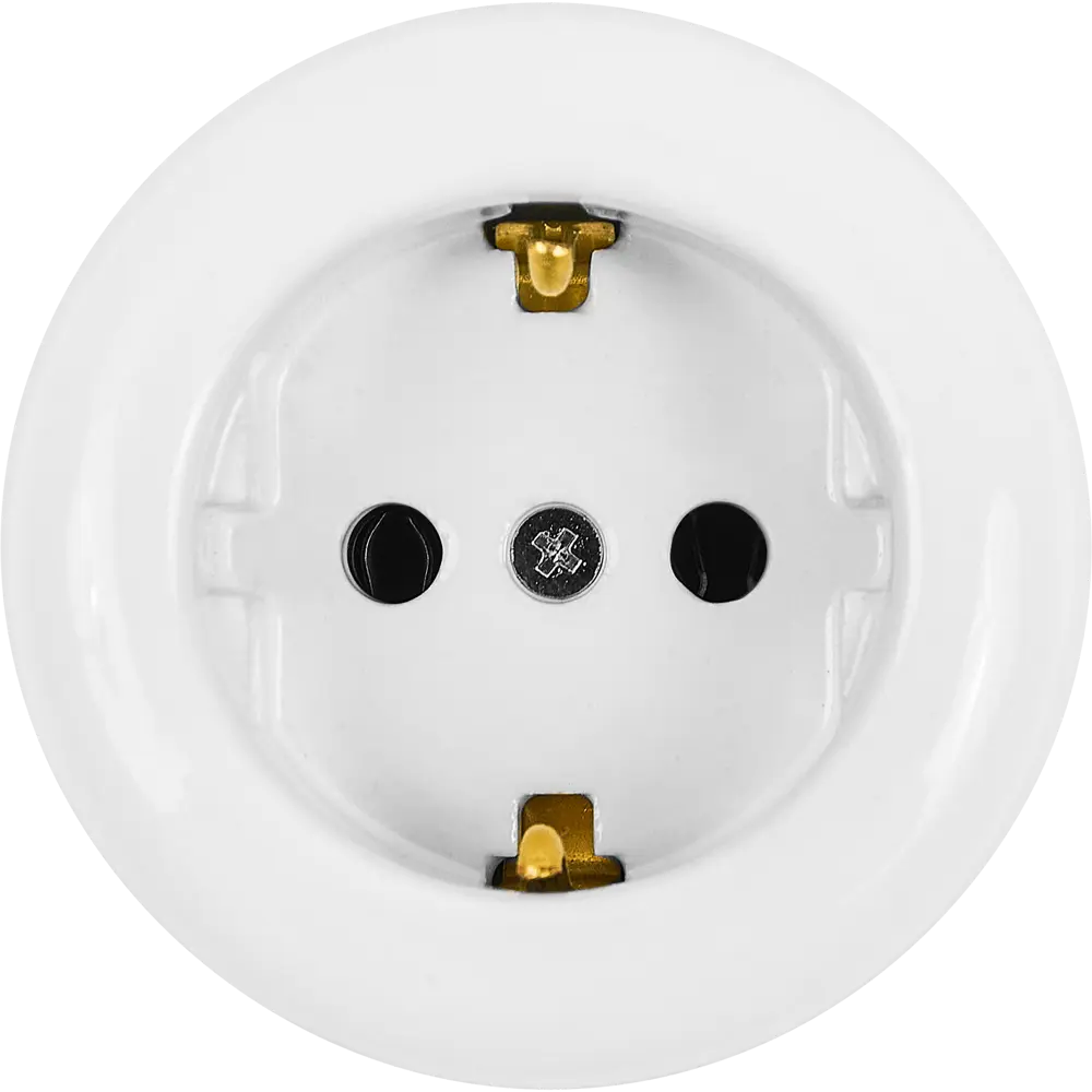 Розетка накладная Electraline с заземлением с крышкой цвет белый 89255201 STLM-2045361 Ретро