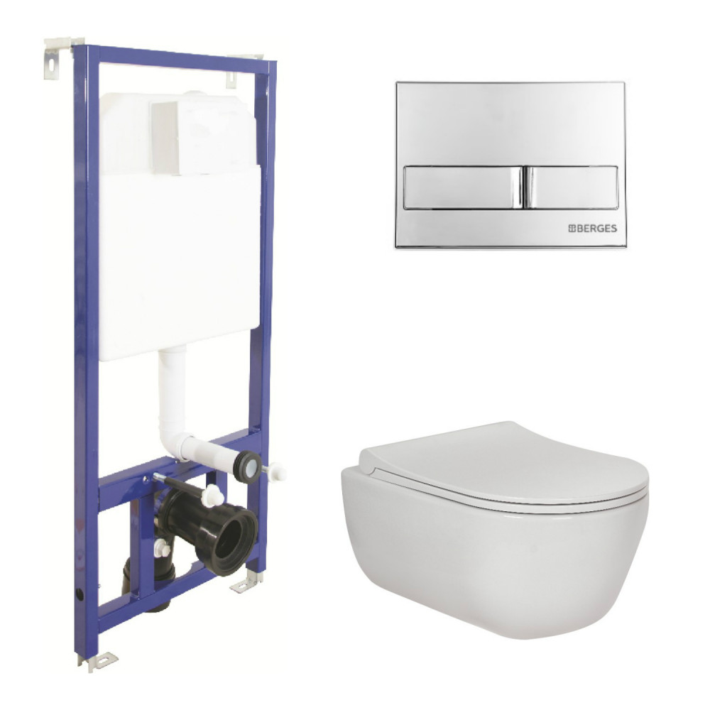 047213 Подвесной унитаз настенный Хромированный BERGES  Турция 