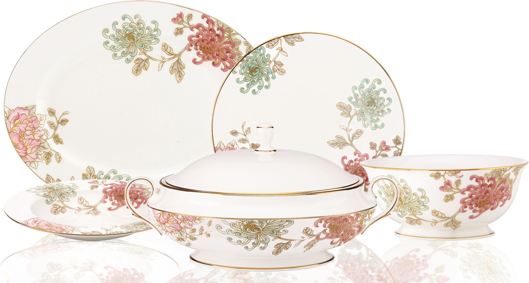 10665749 Lenox Сервиз столовый Lenox "Камелия,Маркеса" на 6 персон 15 предметов Фарфор костяной 