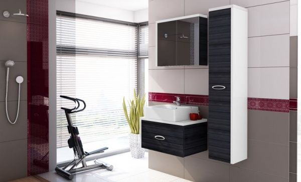 Box-70/wenge/белый глянец Oristo, Box 70 см: зерк. шкаф, тумба, накладная кер. раковина IMPERO 67, цвет negro/белый глянец Santreyd 