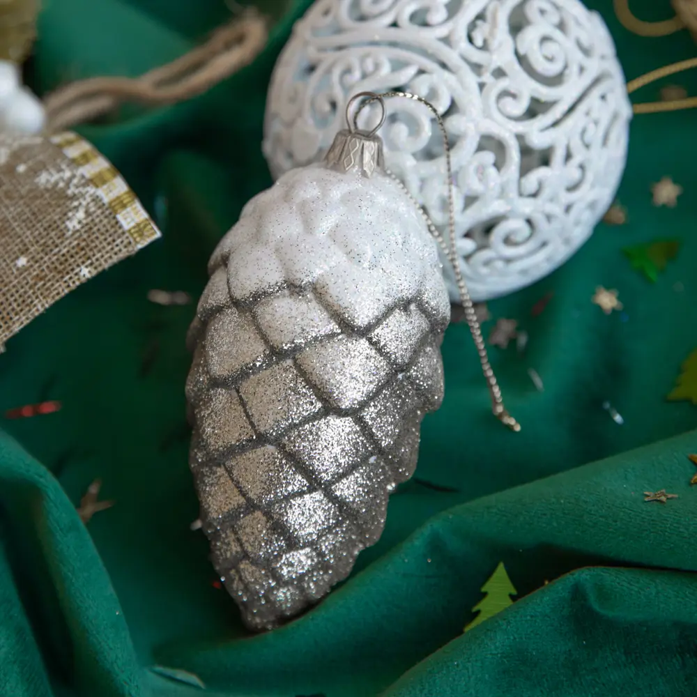 82279171 Украшение новогоднее «Шишка», 5 см, пластик, цвет серебро STLM-1536218 Santreyd  - Вид №4