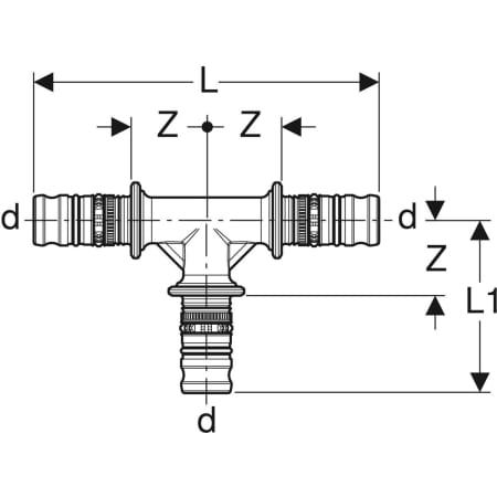 GEBERIT 613.310.00.5 Тройник равнопроходной Geberit Mepla  - Вид №2