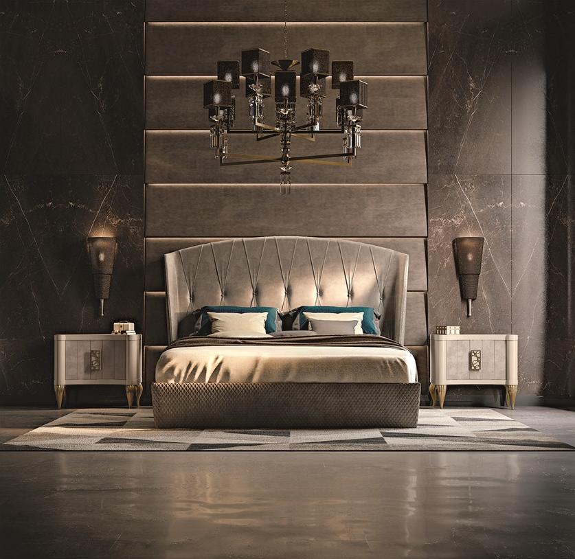 Valderamobili Кровать king size с обивкой из ткани с высоким изголовьем Aura sun-id-1421776 - Вид №1