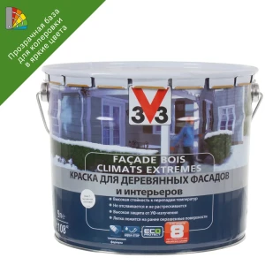 Краска для колеровки для деревянных фасадов V33 прозрачная база BC 9 л