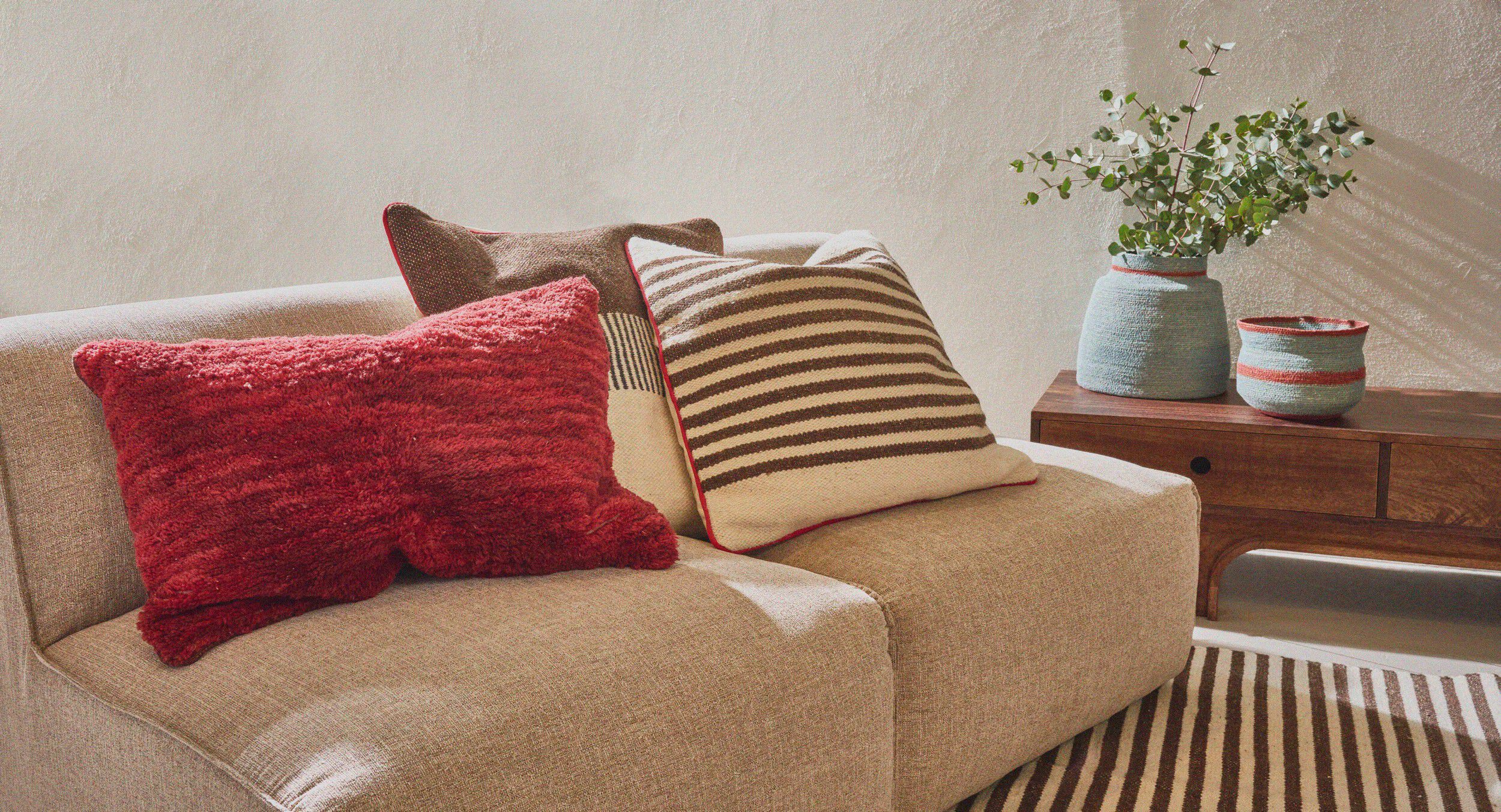 Шерстяная полосатая подушка для пола POMAX Памплона ARCH-00065674