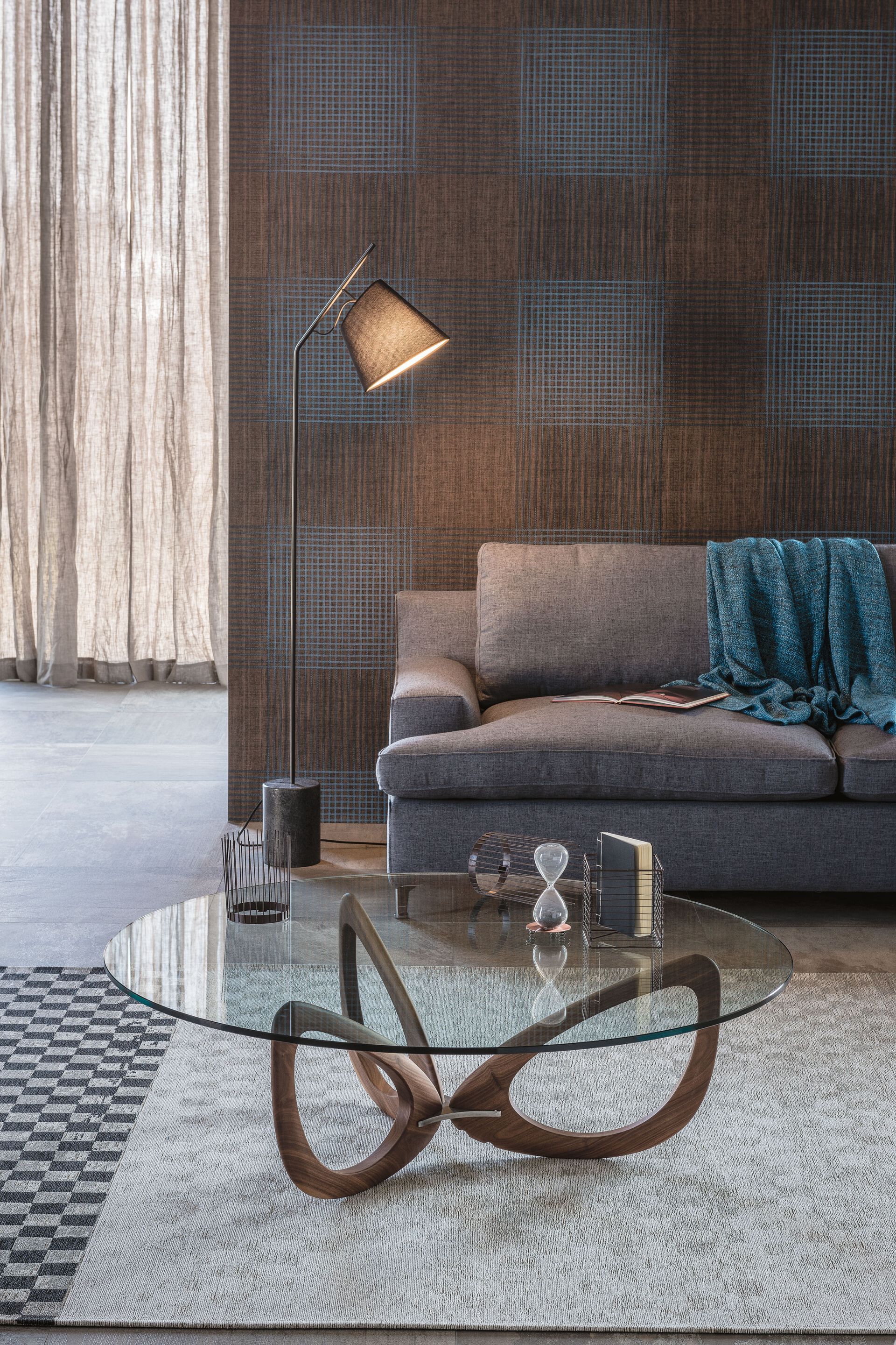 Низкий журнальный столик из дерева и стекла Cattelan italia HELIX ARCH-00024241 - Вид №1