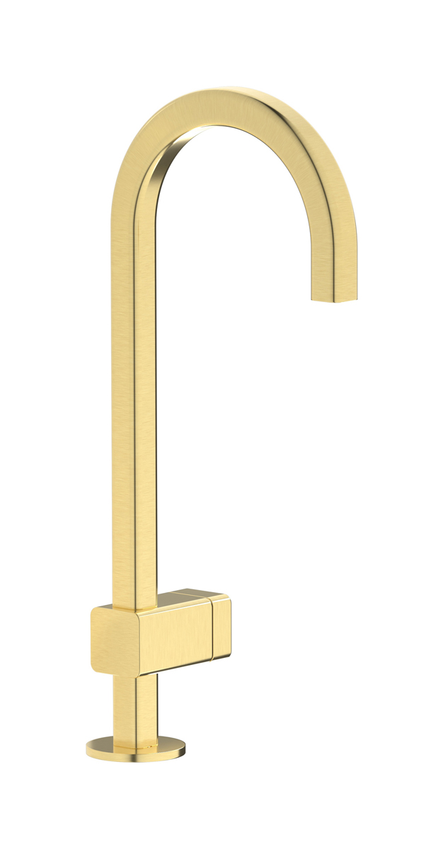 Монорычажный прогрессивный смеситель на раковину в комплекте с донным клапаном. WE ARE IB eo200is_3 Brushed Pale Gold Elio