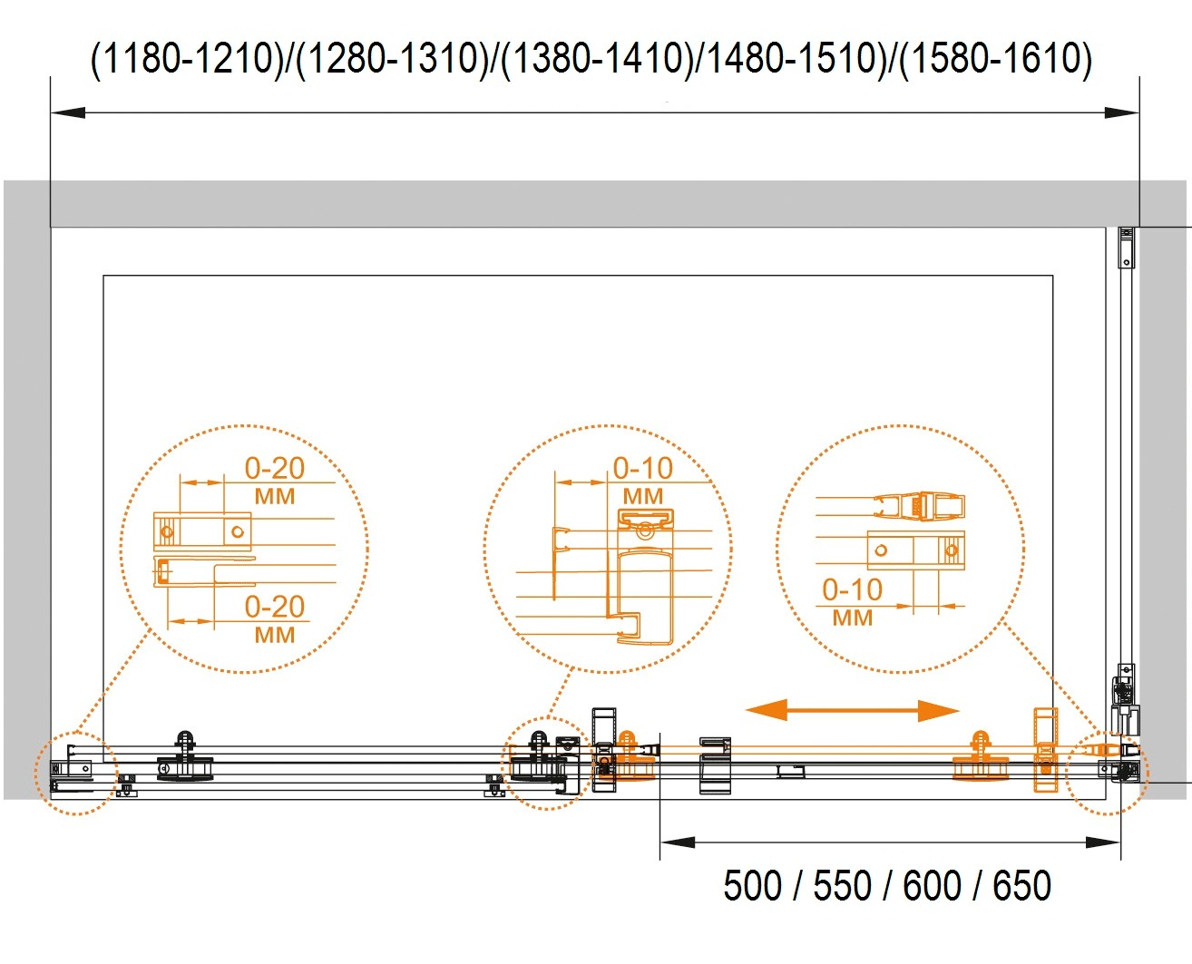 Душевая дверь в нишу CEZARES STYLUS-O-M-BF-1-130-C-Cr - Вид №7