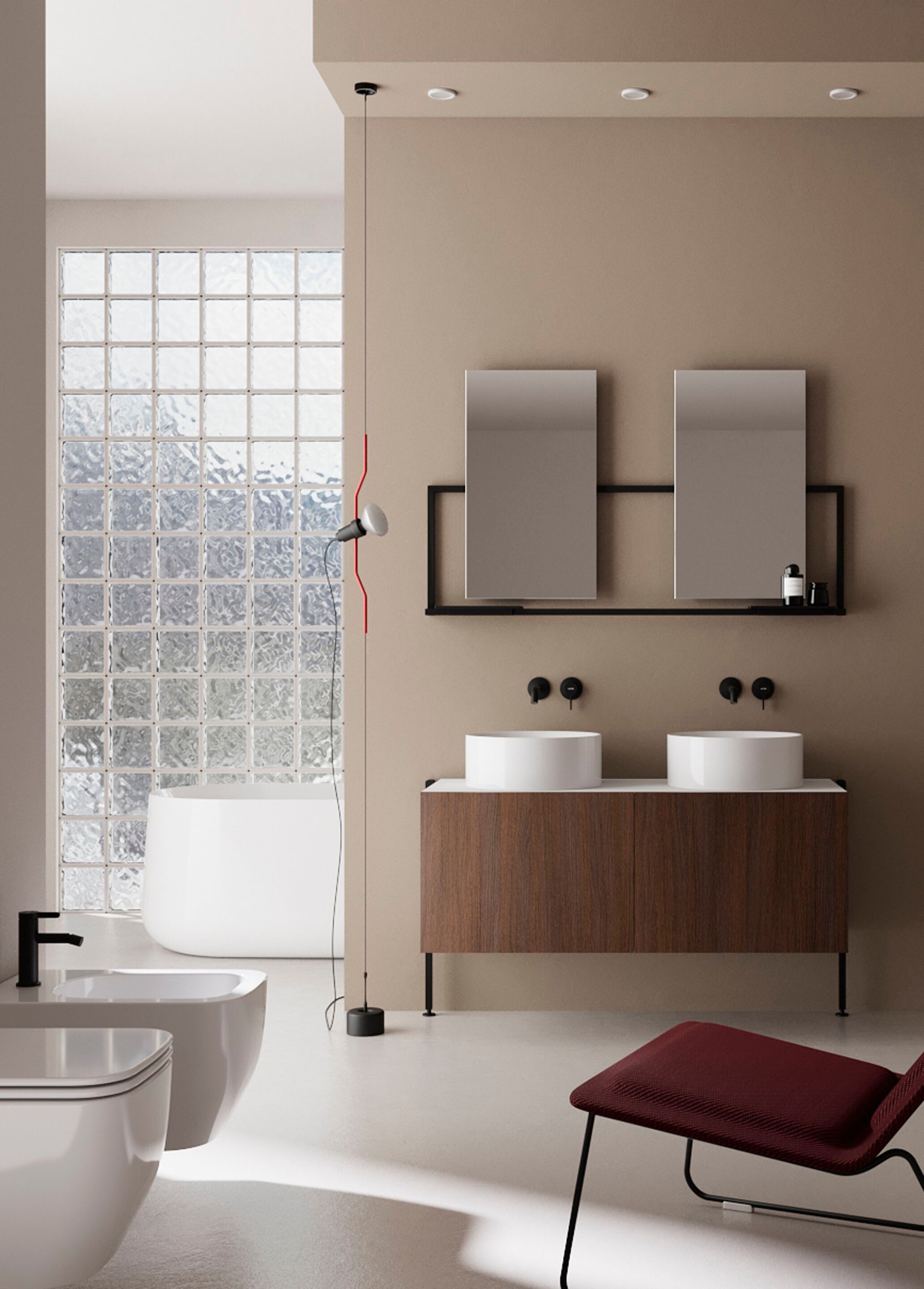 Керамическая столешница круглый умывальник Scarabeo Ceramiche Skinny ARCH-00090783 - Вид №1