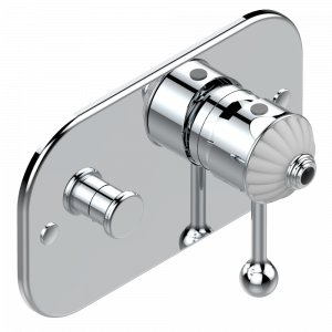 A1M-6550B Внешняя часть смесителя для душа однорычажного встраиваемого в стену с переключателем 6550 Thg-paris Amboise c чёрным ониксом Хром