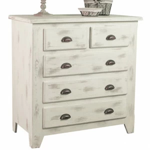 Комод белый с 5 ящиками состаренный 32 Solea VAVI КОМОД SOLEA 132582 Белый