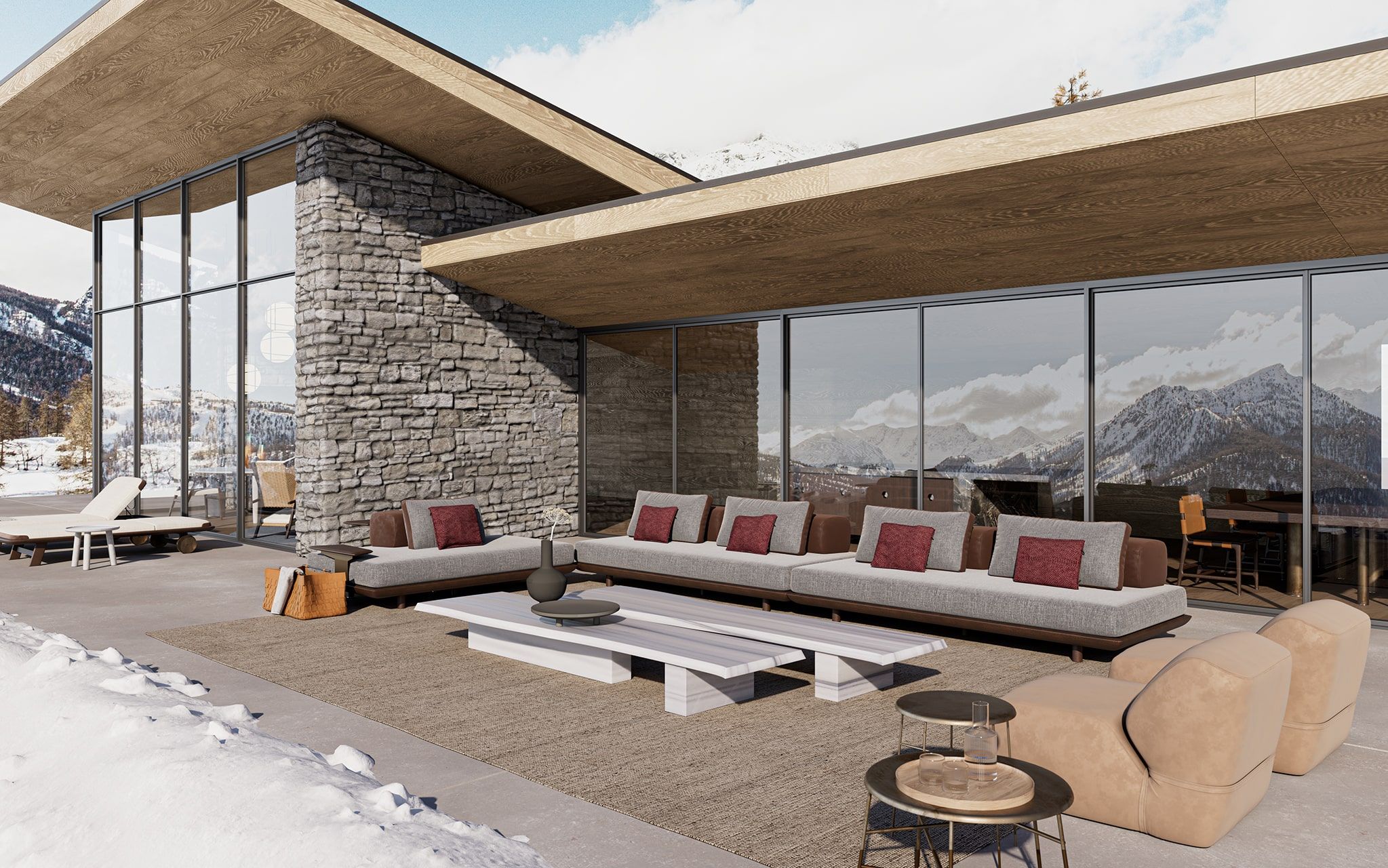 Мраморный низкий садовый столик Exteta 10th ARCH-00086827 - Вид №3