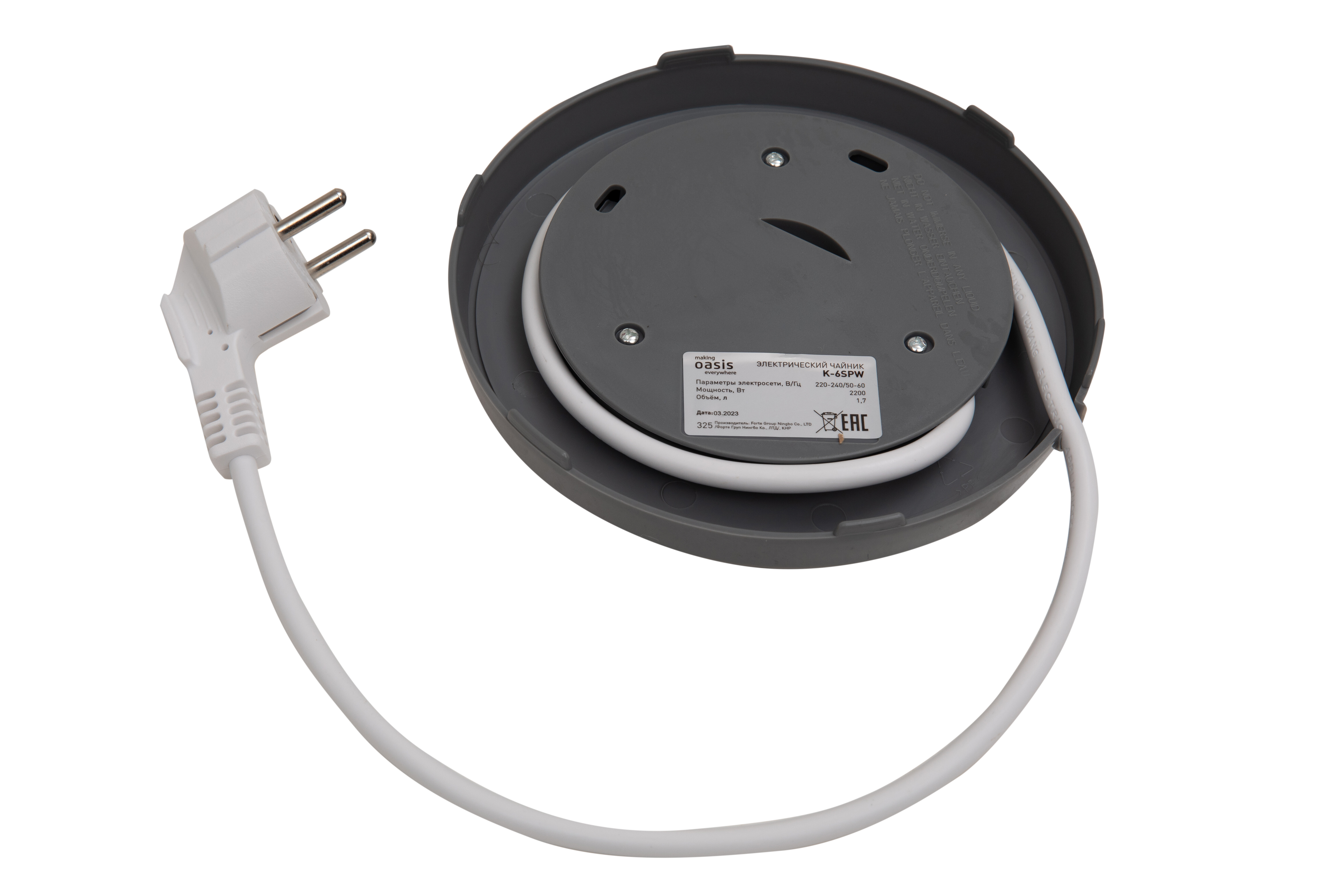 9135269 Электрочайник Oasis K-6SPW белый STDN-0100586 - Вид №7
