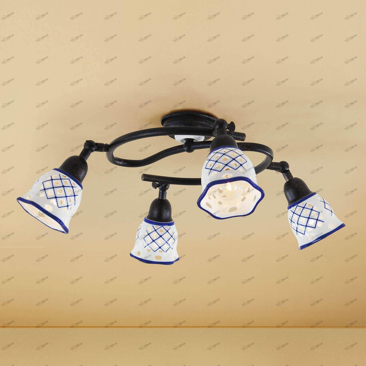 Спот потолочный синий с 4 плафонами Citilux "Ажур" CL534541 CITILUX ФЛОРИСТИКА 00-3923835 Синий 