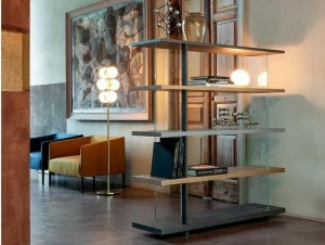 Devina Nais Книжный шкаф с открытыми разделениями из дерева и стекла Zero.16