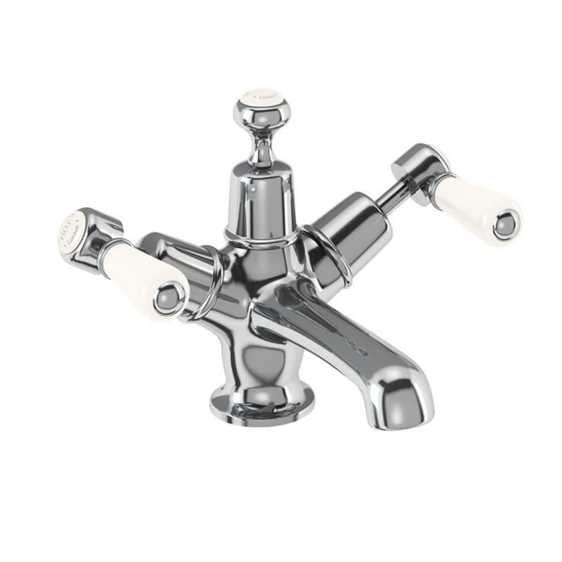 Burlington Смеситель для раковины Kensington с системой очистки отходов Click-Clack Четверть оборота с черным акцентом KE6 BLA  - Вид №2