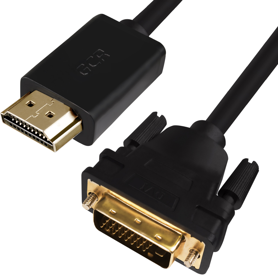 GCR-HD2DVI1-7.5m кабель hdmi-dvi 7.5m черный, od7.3mm, 28/28 awg, позолоченные контакты, 19pin am / 24+1m am double link, , тройной экран Greenconnect Santreyd  - Вид №1