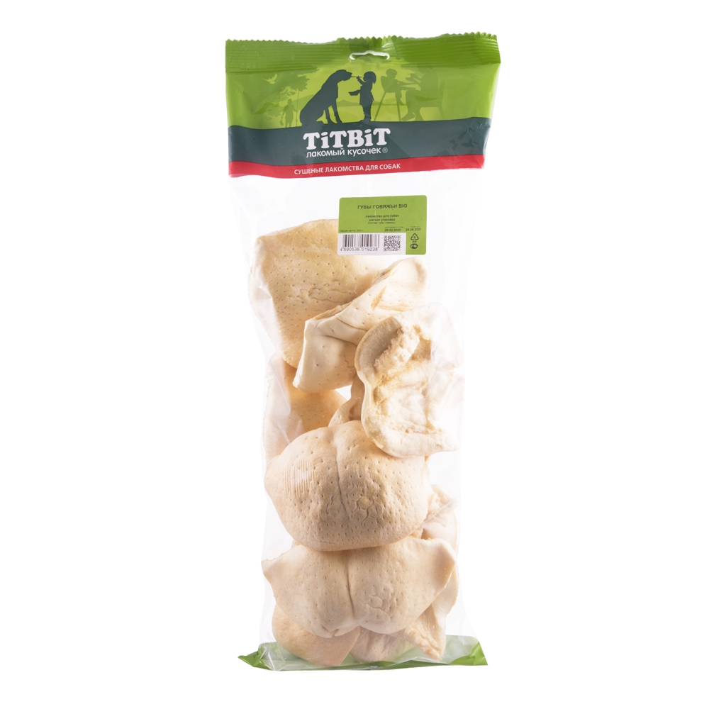 ПР0051767 Лакомство для собак Губы говяжьи BIG мягкая упаковка 300г TITBIT 